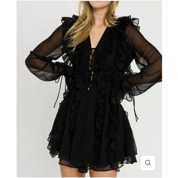Endless Rose Chiffon Ruffled Mini Dress Black Size X-Small NWT - Picture 1 of 4